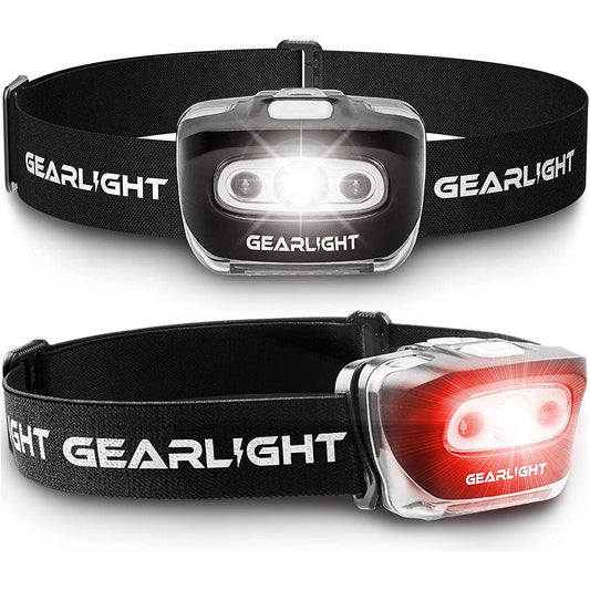2Pack LED Headlamp - Outdoor Camping Headlamps with Adjustable Headband - Lightweight Headlight with 7 Modes and Pivotable Head