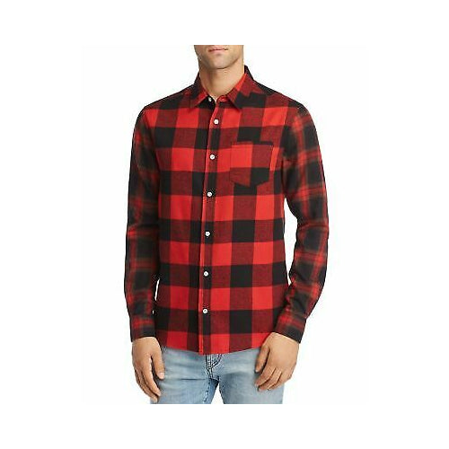 The Narrows Mixed-Pattern Regular Fit Flannel Buffalo Check Shirt Red Small S