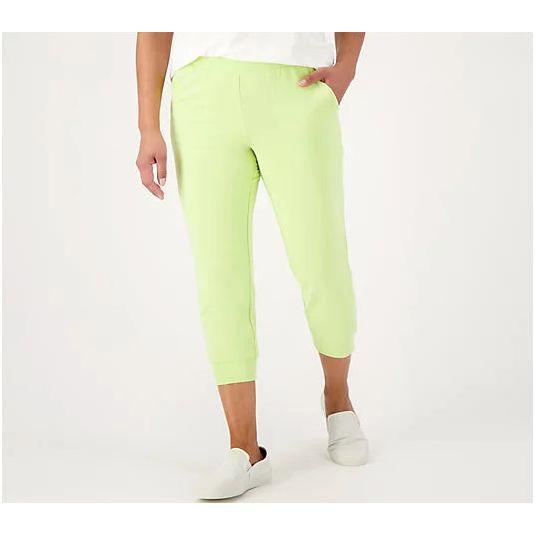 Denim & Co. Active French Terry Pull-On Crop Joggers (Green, XS) A588140