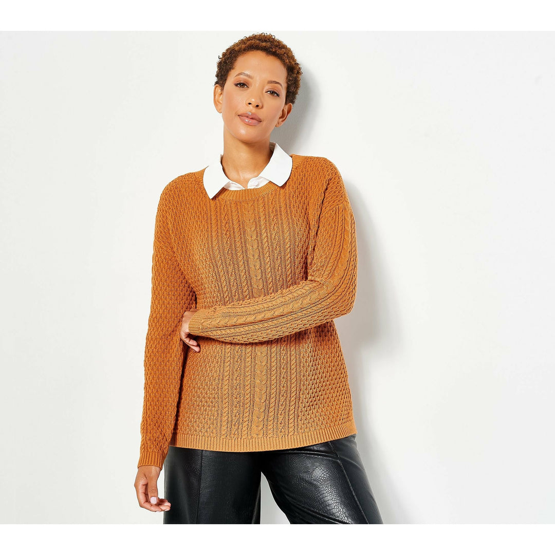 J Jason Wu Women's Mixed Cable Sweater (Camel, XX-Small) A457978