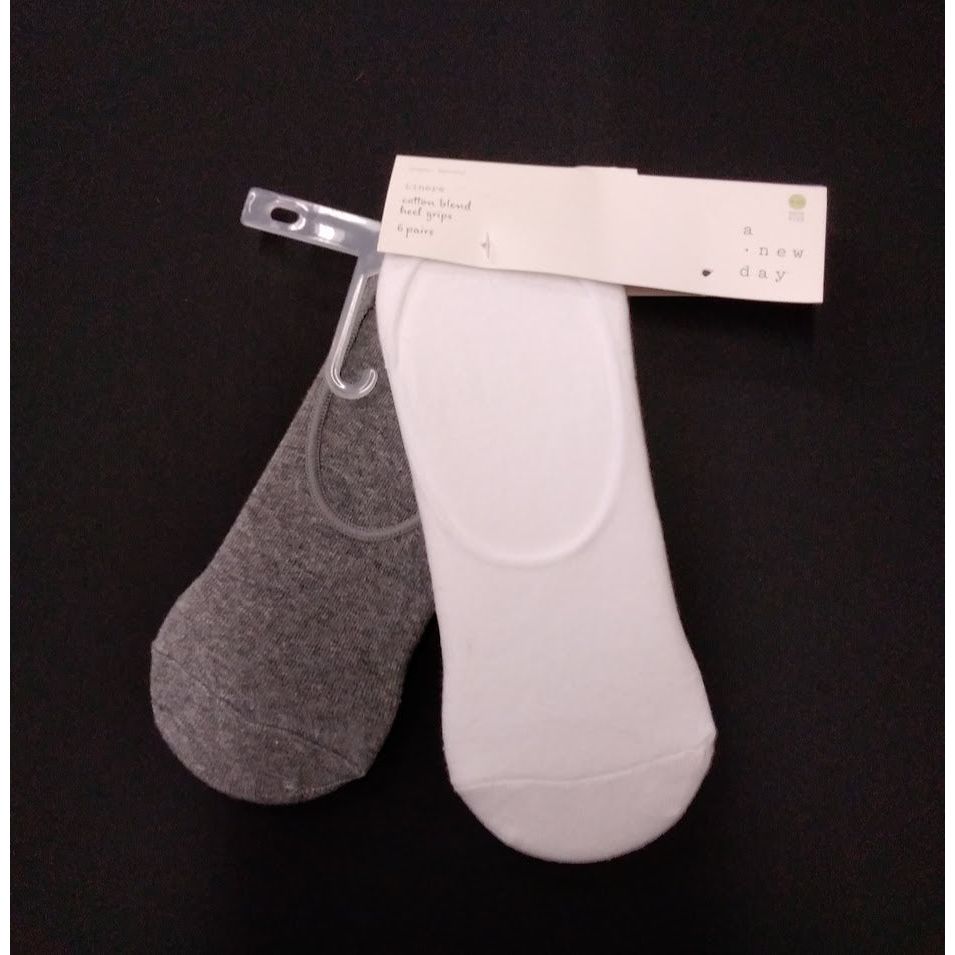 Women's 2pk Liner Socks - A New Day White / Gray Size 4-10