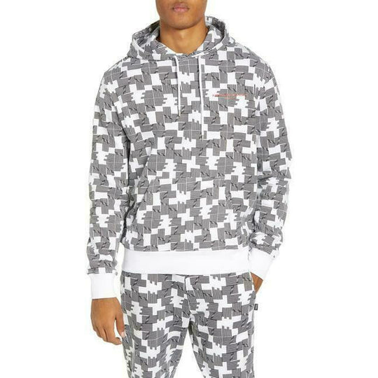WeSC Mike Puzzle Check Pullover Hoodie Black Size Small S