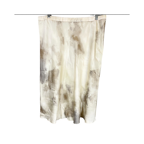 Susan Graver Charmeuse Tie-Dye Pull-on Skirt (Wheat, Size 1X) A393769