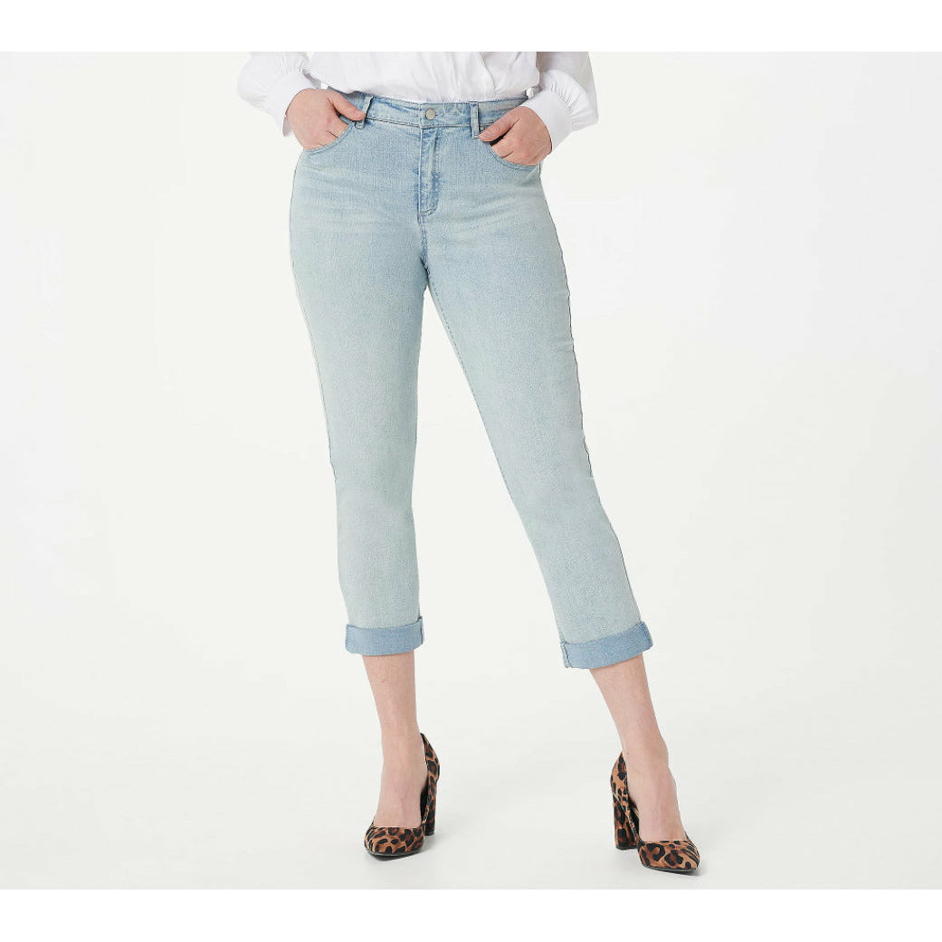 StyleList by Micaela Petite Blue Denim Straight Jean (Light Wash, 6P) A502789