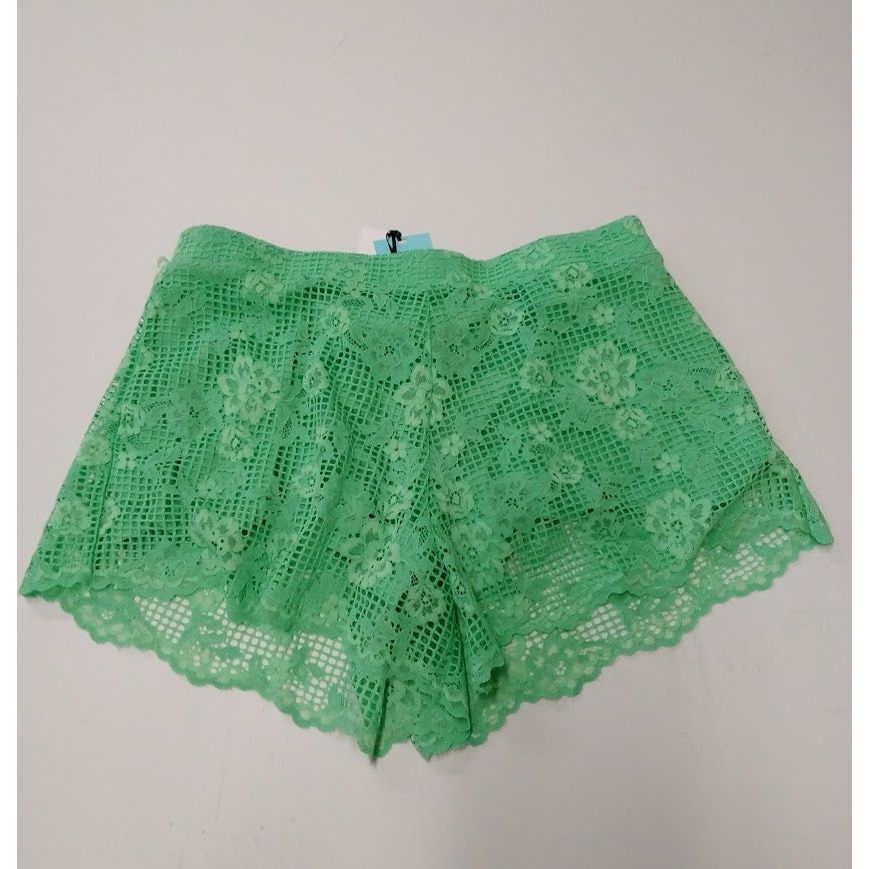 Women's Relaxed Fit Pull-On Lace Shorts Green Size Large L