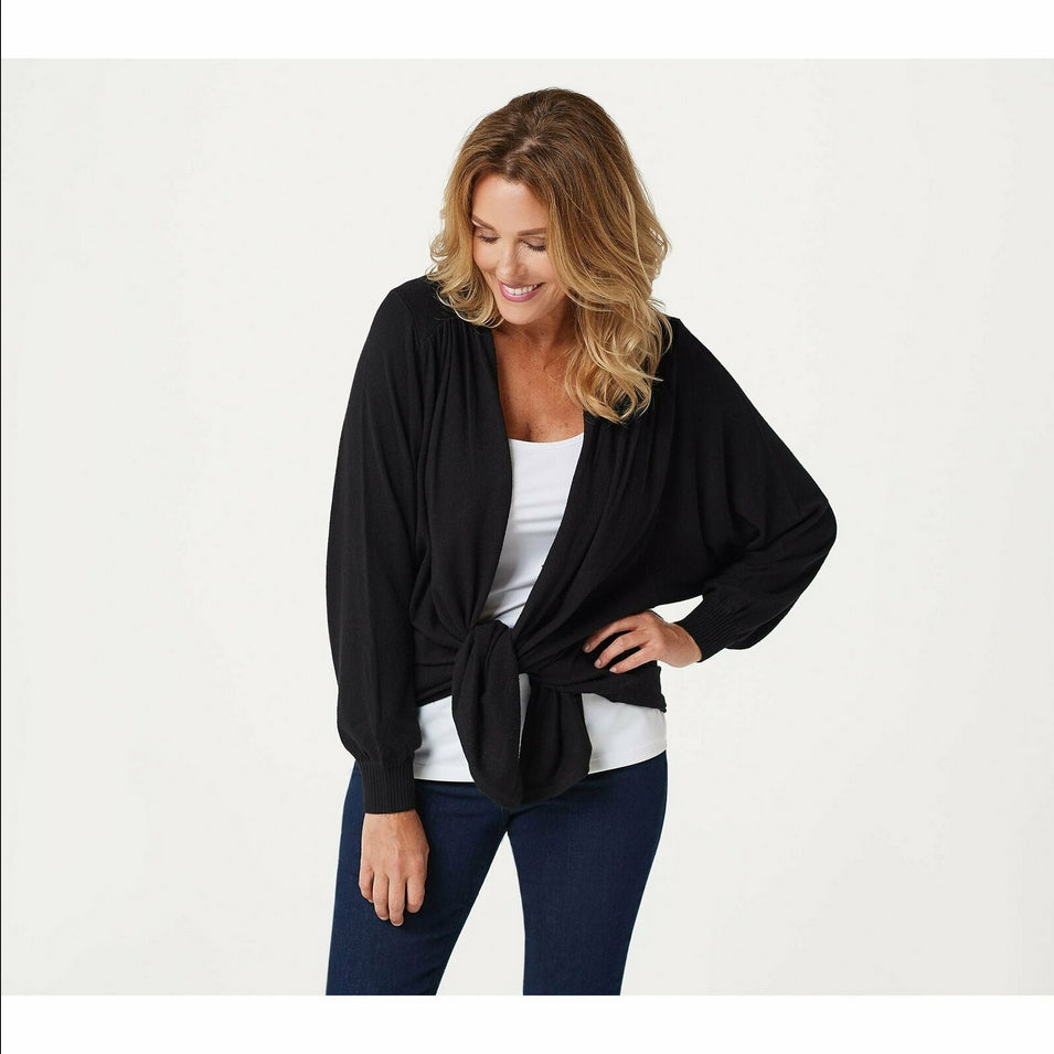 The Muses Closet Fully Fashioned Sweater Cardigan (Black, Medium) A385502