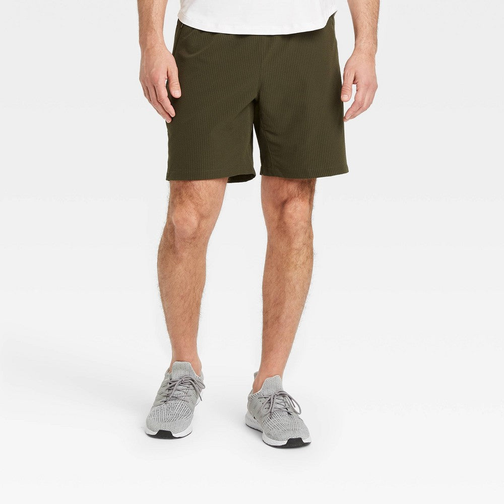 Men's Seersucker Shorts - All in Motion Olive Green 40