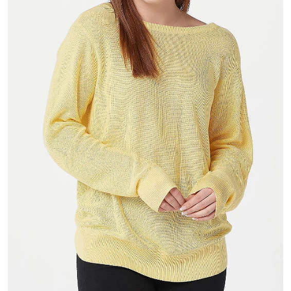 zuda Women's Ecovero with Back Ruching Detail Sweater (Yellow, 2XS) A394489