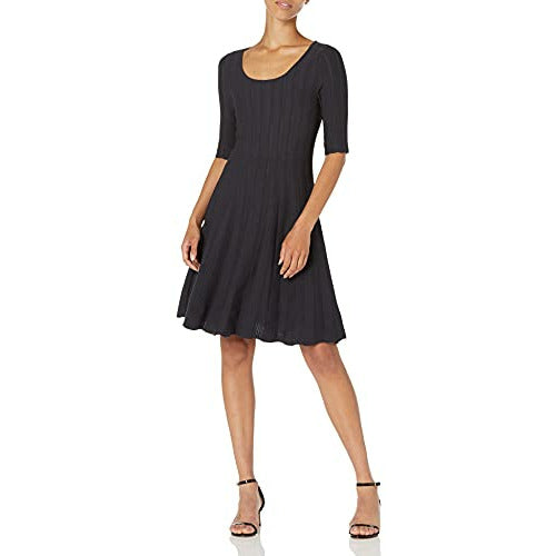 Lark & Ro Women's Matisse Half Sleeve Flared Dress (Dark Navy, S)